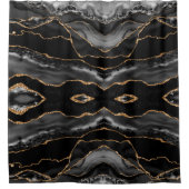Posh Black Gray Gold Marble Crystal Geode Douchegordijn (Voorkant)