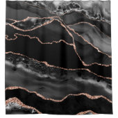 Posh Black Gray Rose Gold Marble Crystal Geode Douchegordijn (Voorkant)