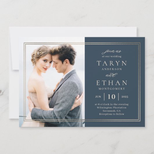 Posh Border Photo Weduwen Invitation PBD Bedankkaart (Voorkant)