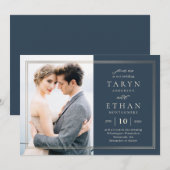 Posh Border Photo Weduwen Invitation PBD Bedankkaart (Voorkant / Achterkant)
