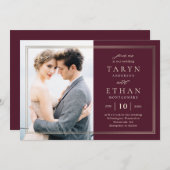 Posh Border Photo Weduwen Invitation PBD Bedankkaart (Voorkant / Achterkant)