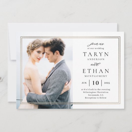 Posh Border Photo Weduwen Invitation PBD Kaart (Voorkant)