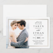 Posh Border Photo Weduwen Invitation PBD Kaart (Voorkant / Achterkant)