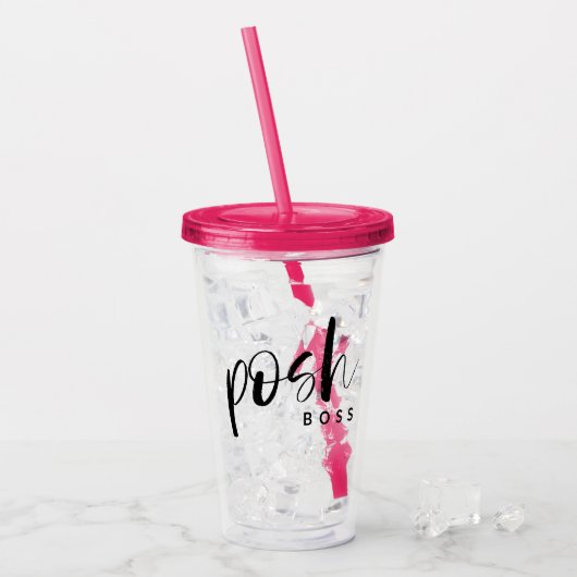 Posh Boss - Gepersonaliseerd Acryl Drinkbeker (Voorkant ijs)