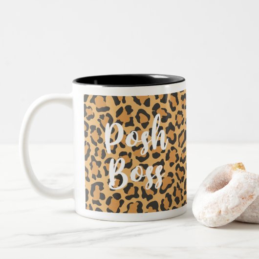 Posh Boss Leopard Gedrukte koffie Mok (Met donut)