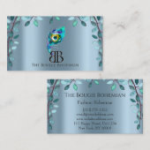Posh Bougie Glittery Bohemian Blue Florals Visitekaartje (Voorkant / Achterkant)
