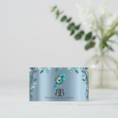Posh Bougie Glittery Bohemian Blue Florals Visitekaartje (Staand voorkant)