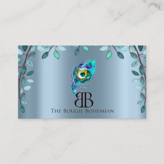 Posh Bougie Glittery Bohemian Blue Florals Visitekaartje (Voorkant)