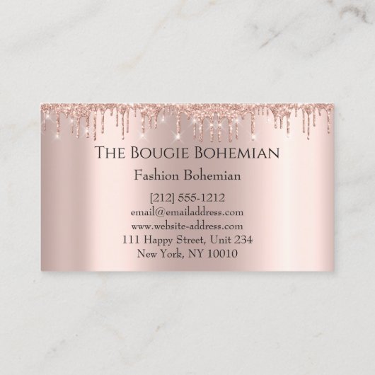 Posh Bougie Glittery Bohemian Roos Roze Visitekaartje (Achterkant)