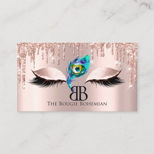 Posh Bougie Glittery Bohemian Roos Roze Visitekaartje (Voorkant)