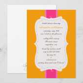 Posh Bridal Shower Invitation {Oranje & Roze} Kaart (Voorkant / Achterkant)