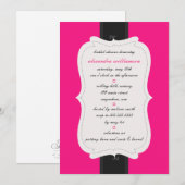 Posh Bridal Shower Uitnodiging {Roze & Zwart} (Voorkant / Achterkant)