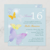 Posh Butterfly Bord Blue Sweet 16 Party Kaart (Voorkant / Achterkant)