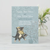 Posh Cats Aqua Blue bruiloft uitnodiging (Staand voorkant)