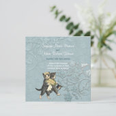 Posh Cats Aqua Blue bruiloft uitnodiging (Staand voorkant)