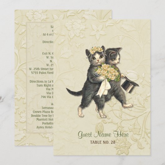 Posh Cats - Dual Use Wedding - Escort Card - 3a Kaart (Voorkant / Achterkant)
