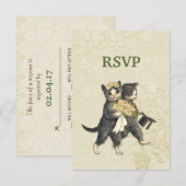 Posh Cats Ivoren bruiloft RSVP Kaartje (Voorkant / Achterkant)