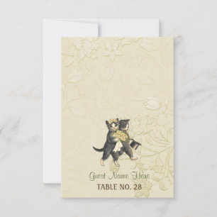 Posh Cats Ivory Wedding Escort Card 2 Kaart