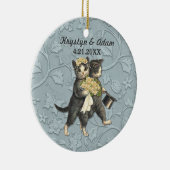Posh Cats Wedding Blue Keramisch Ornament (Rechts)
