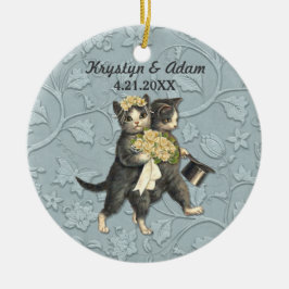 Posh Cats Wedding Blue Keramisch Ornament