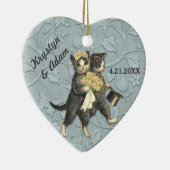 Posh Cats Wedding Blue Keramisch Ornament (Rechts)