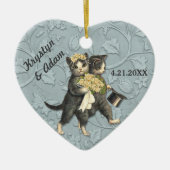 Posh Cats Wedding Blue Keramisch Ornament (Voorkant)