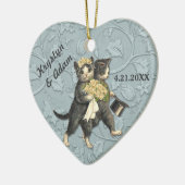 Posh Cats Wedding Blue Keramisch Ornament (Links)