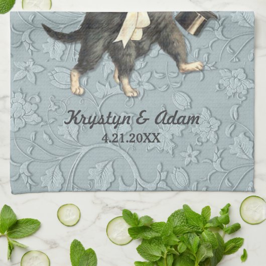 Posh Cats Wedding Blue Theedoek (Gevouwen)