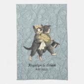 Posh Cats Wedding Blue Theedoek (Verticaal)