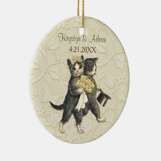 Posh Cats Wedding Ivory Keramisch Ornament (Rechts)