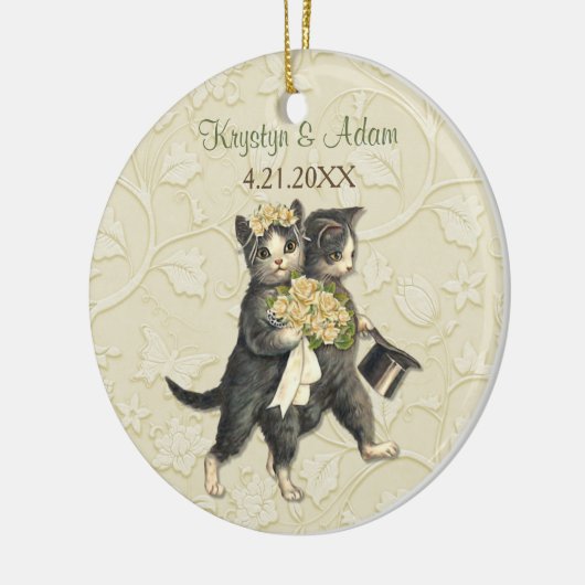 Posh Cats Wedding Ivory Keramisch Ornament (Links)