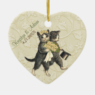 Posh Cats Wedding Ivory Keramisch Ornament