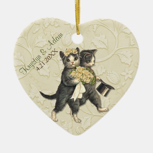 Posh Cats Wedding Ivory Keramisch Ornament (Voorkant)