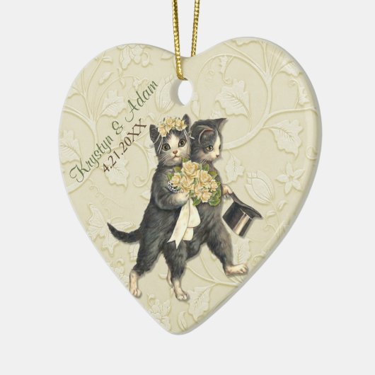 Posh Cats Wedding Ivory Keramisch Ornament (Links)