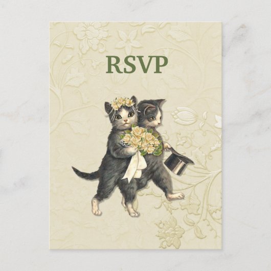 Posh Cats Wedding RSVP Uitnodiging Briefkaart (Voorkant)