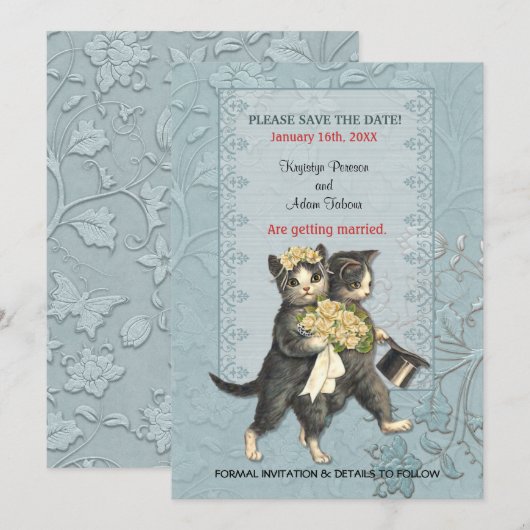 Posh Cats Wedding Save the Date (Voorkant / Achterkant)