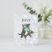 Posh Cats Wedding Zilveren Sparkle RSVP Uitnodiging Briefkaart (Staand voorkant)