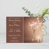 Posh Champagne, Sparkles & Lights Birthday Party Kaart (Staand voorkant)