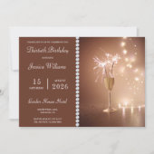 Posh Champagne, Sparkles & Lights Verjaardagsfeest Kaart (Voorkant)