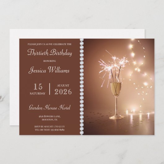 Posh Champagne, Sparkles & Lights Verjaardagsfeest Kaart (Voorkant / Achterkant)