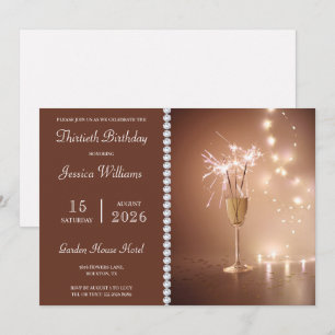 Posh Champagne, Sparkles & Lights Verjaardagsfeest Kaart