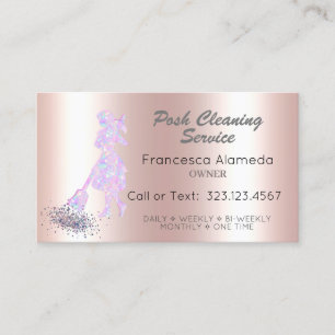 Posh Cleaning Service Roze Metallic & Iridescent Visitekaartje