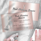 Posh Cleaning Service Roze Metallic Silver Glitter Visitekaartje
