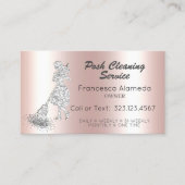 Posh Cleaning Service Roze Metallic Silver Glitter Visitekaartje (Voorkant)