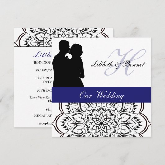 Posh Couple Wedding Invitation Kaart (Voorkant / Achterkant)