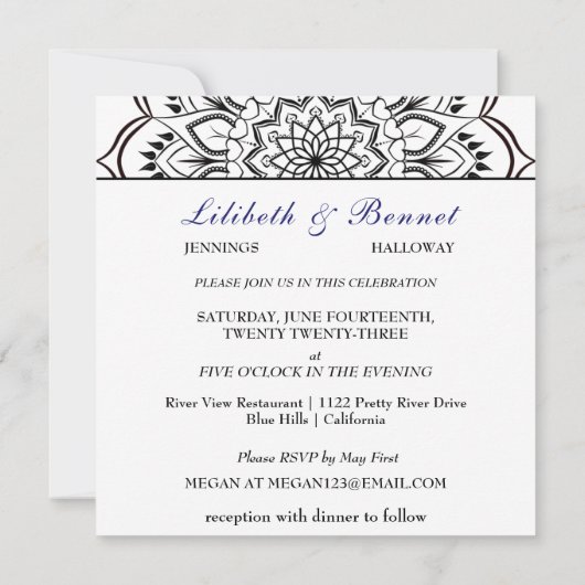 Posh Couple Wedding Invitation Kaart (Achterkant)