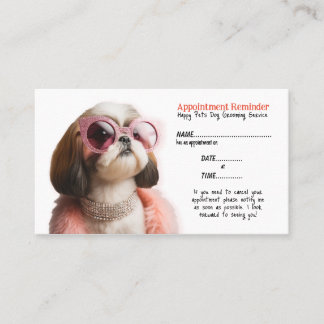 Posh Dog Grooming Afspraak Herinnering Kaart Visitekaartje