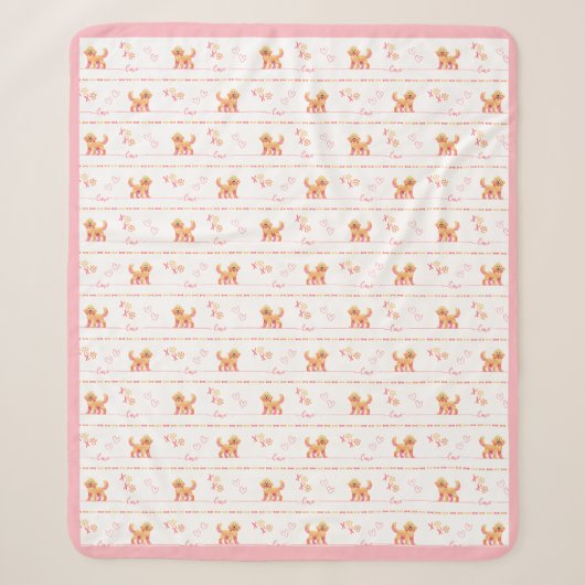 Posh Doodle Dog Love Sherpa Blanket Deken (Voorkant)