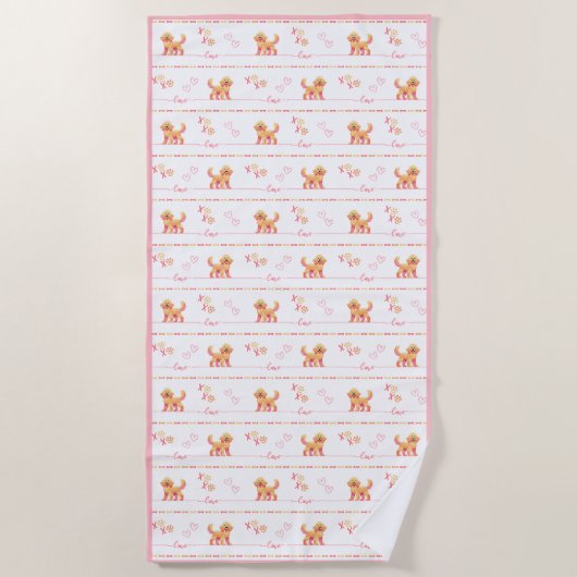 Posh Doodle Dog Love Strandlaken (Voorkant)