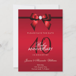 Posh Gem Boog & Lint 40ste Huwelijksjubileum Save The Date